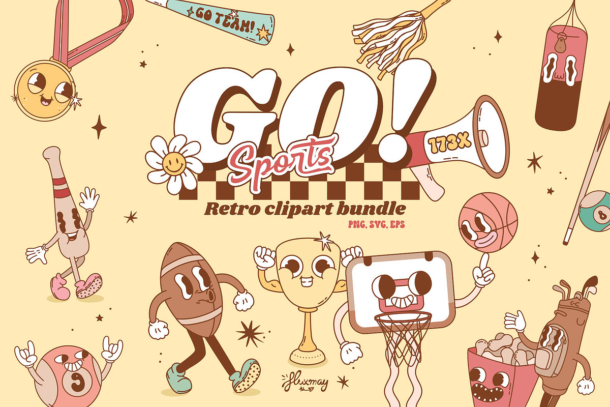 Retro Sport clipart bundle, a Sport Illustration by Huxmay (Photo 1 of 7)