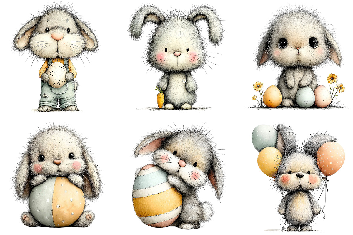 Whimsical Bunny Easter Clipart, an Illustration by Sublimation Artist (Photo 7 of 7)