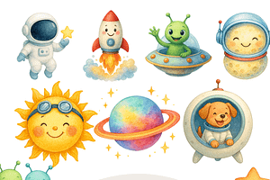 Space Clipart Bundle, a Decorative Illustration by Pati Charm Studio