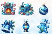 Watercolor Blue Christmas Clipart PN, a Seasonal Illustration by Rose Art (Thumbnail 2 of 3)