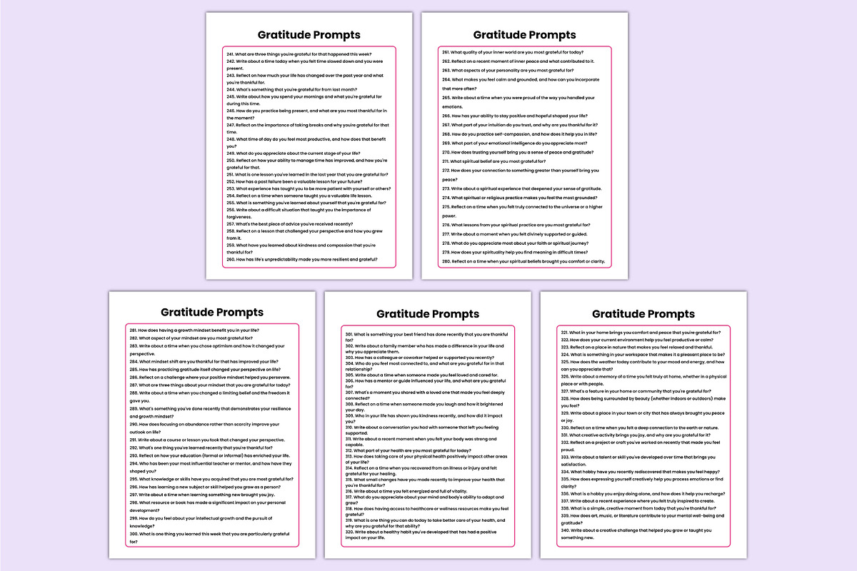 350+ Gratitude Journal Prompts Canva, a Stationery Template by Shumaya (Photo 4 of 6)