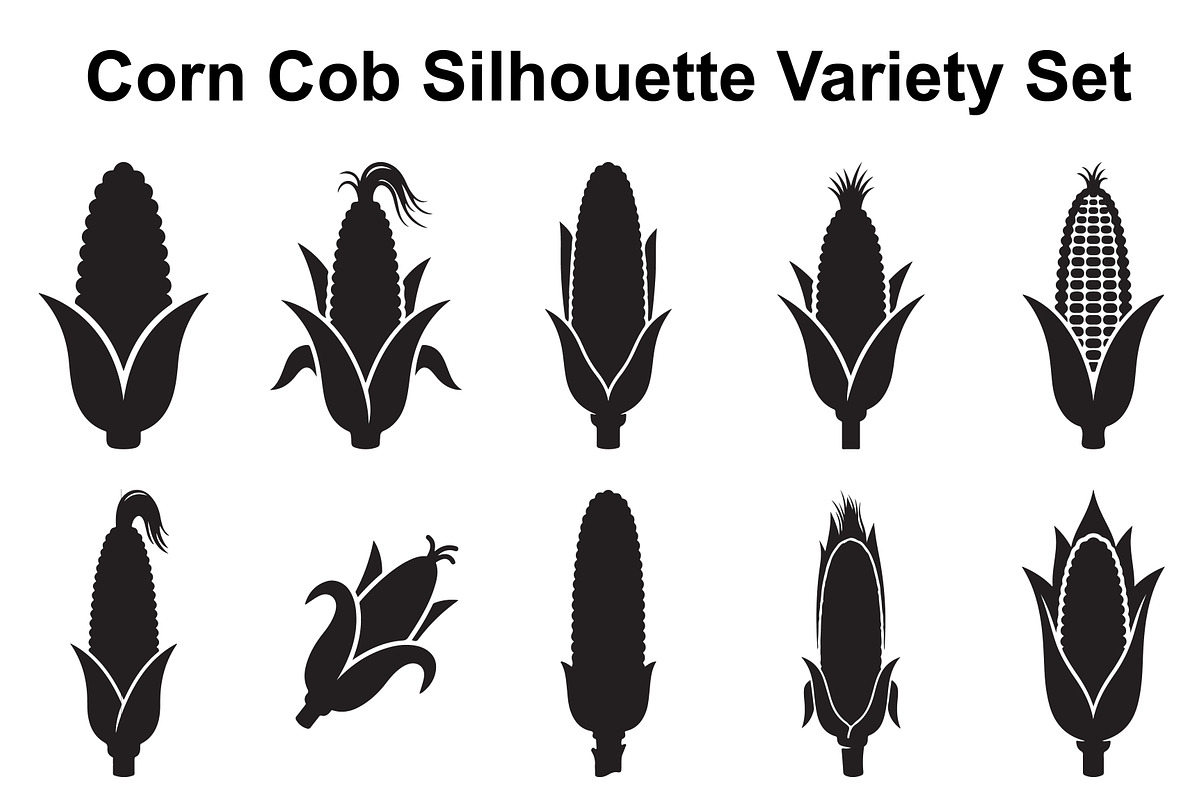 Fresh Corn Cob Silhouette Set, an Object Graphic by Designs_River (Photo 1 of 3)
