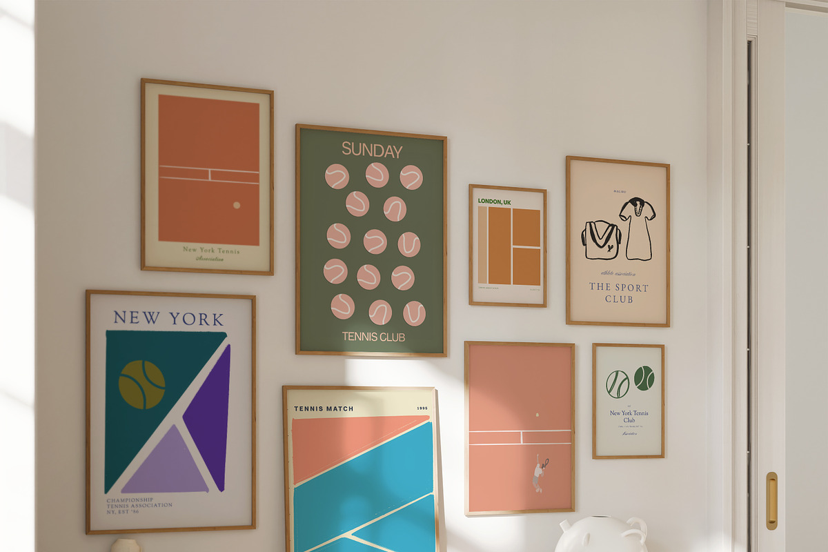 Handmade Tennis & Retro Sport Prints, a Background Graphic by Laras Wonderland (Photo 3 of 8)