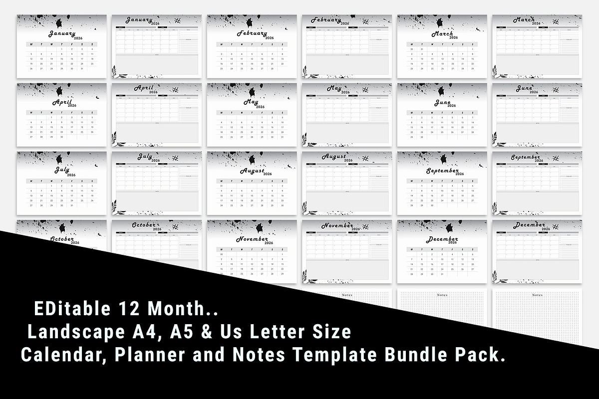 2026 Calendar, Landscape & Portrait, a Stationery Template by MNT-Creator (Photo 6 of 8)