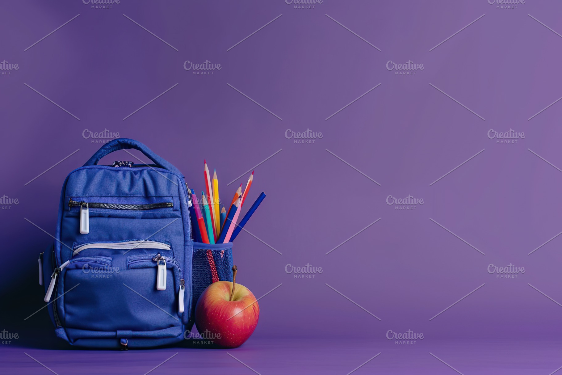 Modern school backpack with copyspace for text. Back To School concept, a Photo by AlyaAnd