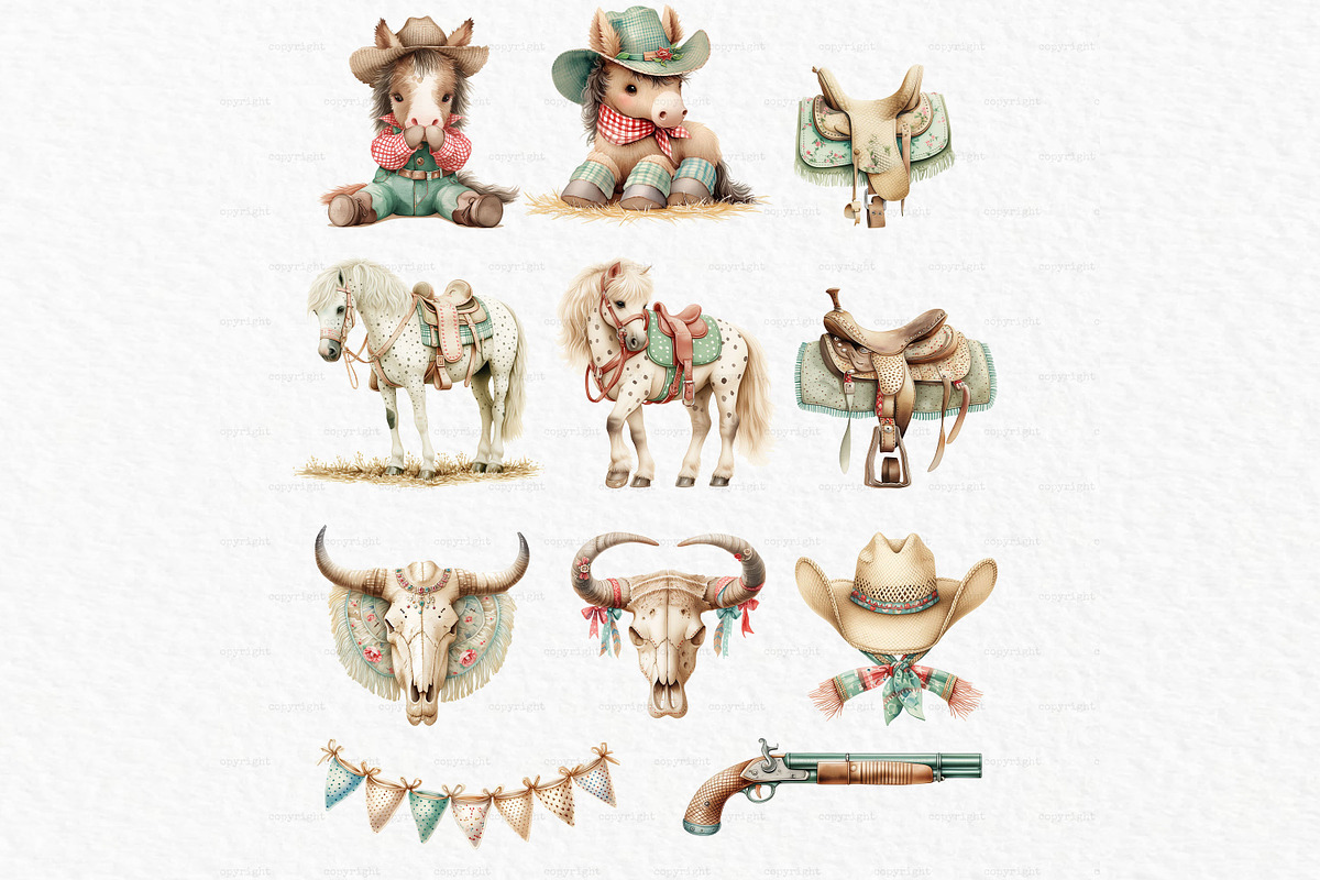 Cowgirl watercolor clipart, a Person Illustration by MyLittleMeow (Photo 5 of 7)