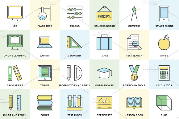 100 School And Education Icon Set