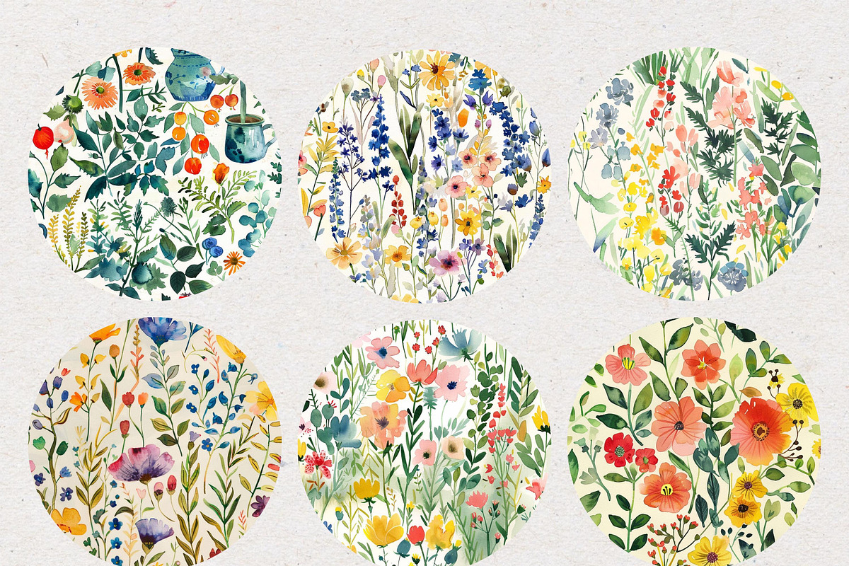 Watercolour Flower Seamless Patterns, a Pattern Graphic by Natural Planners (Photo 2 of 3)