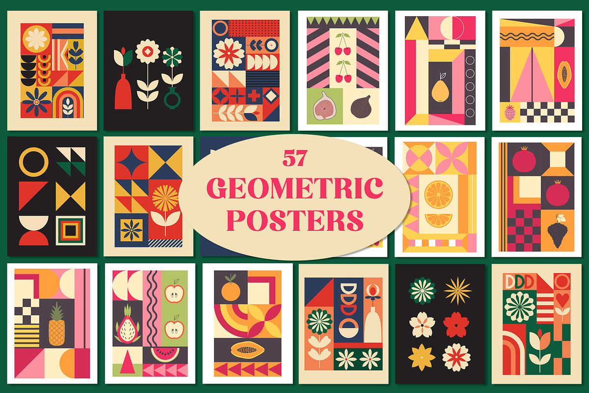 Retro geometric abstract posters, an Object Illustration by Sofico (Photo 1 of 13)