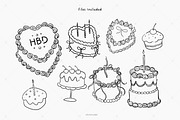 Hand-Drawn Birthday Cake Clipart, a Food Illustration by Victoruler (Thumbnail 3 of 7)