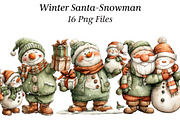 Winter Santa-Snowman Clipart, an Illustration by CraftArtStudio (Thumbnail 1 of 6)