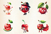 Watercolor Cute Cherry Clipart Bundl, an Illustration by DreamArtGraphic (Thumbnail 4 of 6)