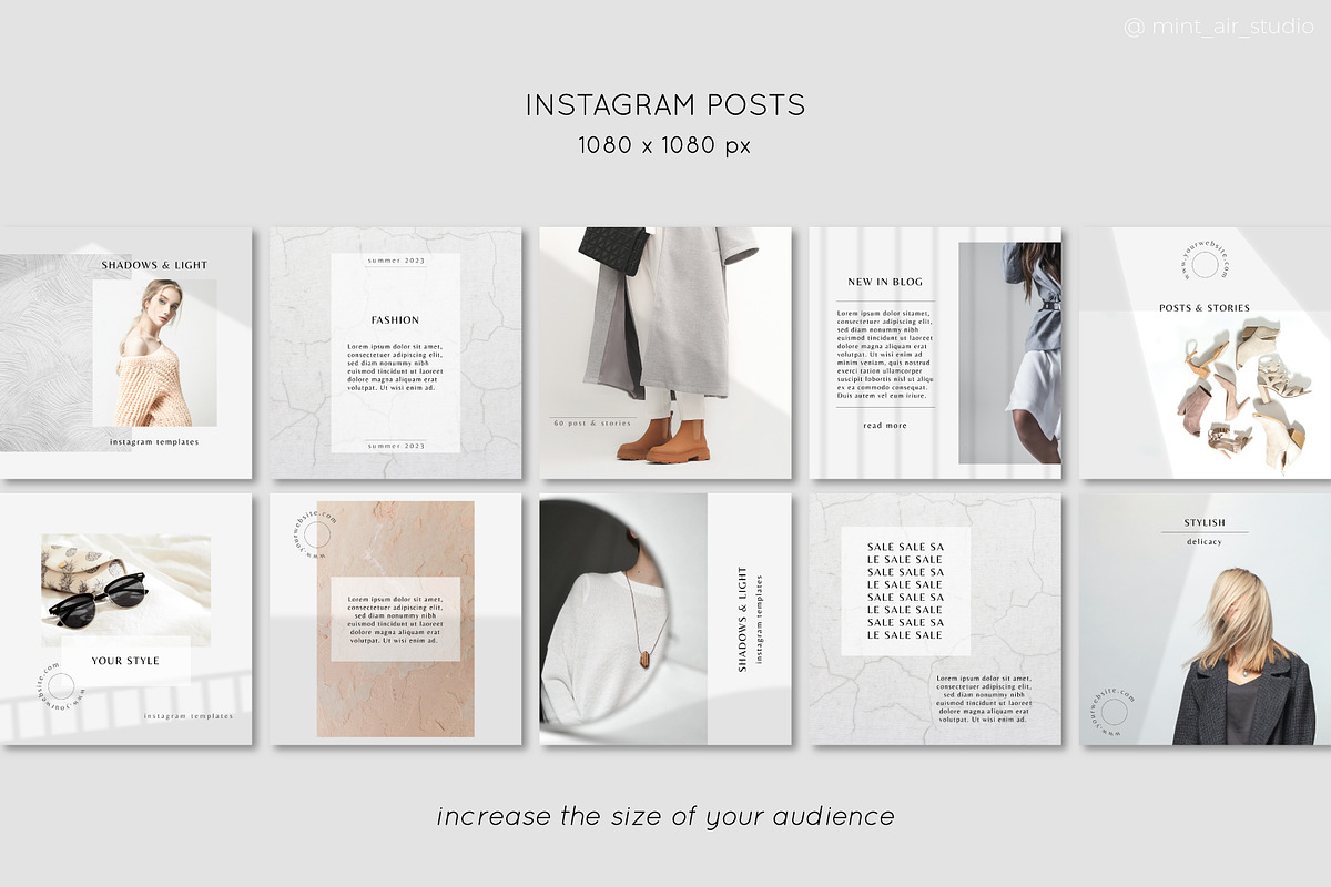 Instagram Post & Stories. SHADOWS, a Social Media Template by Mint Air Studio (Photo 4 of 9)