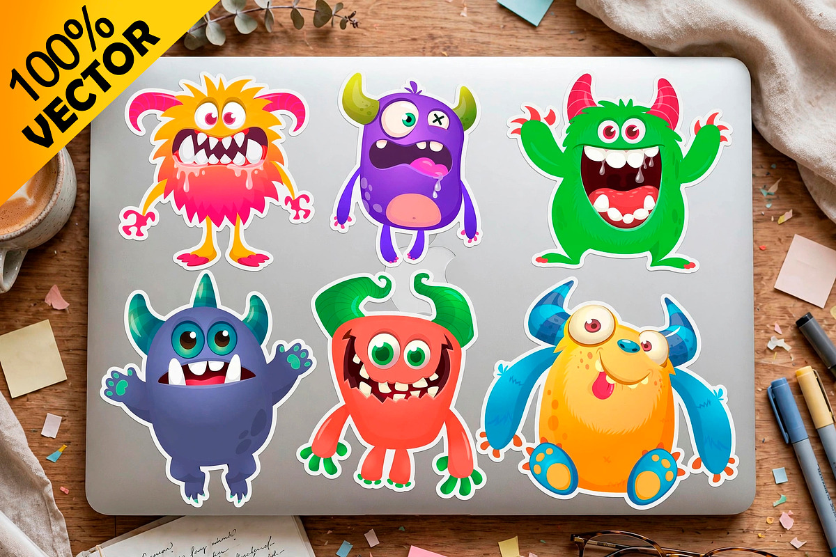 Jelly Jigglers - 6 Cute Monsters, a Decorative Illustration by D R A W K M A N (Photo 8 of 9)