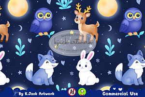 Moonlit Winter Guardians Seamless, a Background Graphic by K.JackArtwork