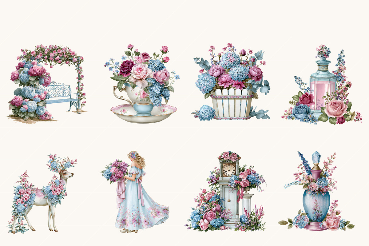 Romantic Cottagecore Clipart Bundle, a Decorative Illustration by BusyDaydesign (Photo 3 of 9)