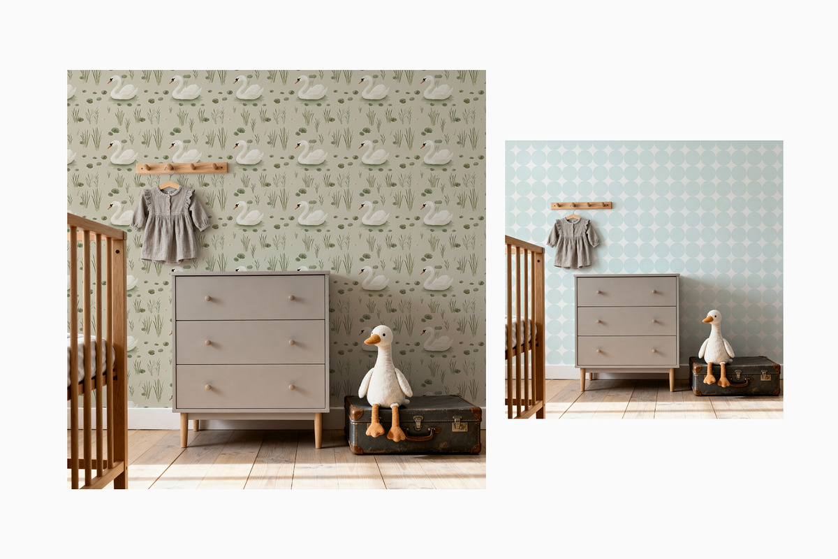 Nursery Interior Wallpaper Mockup, a Mockup by First Impression Mockups