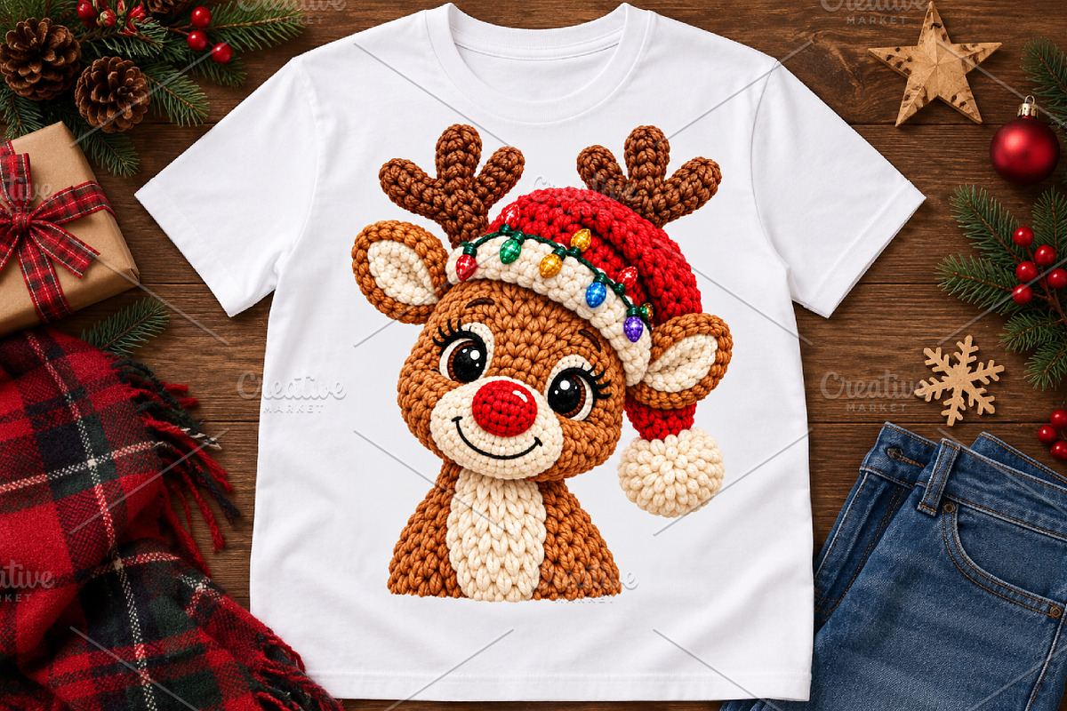 Faux Yarn Merry Christmas PNG, a Seasonal Illustration by Watercolor design (Photo 1 of 3)