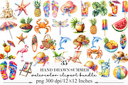Hand Drawn Watercolor Summer Clipart, an Illustration by Designking (Thumbnail 1 of 5)