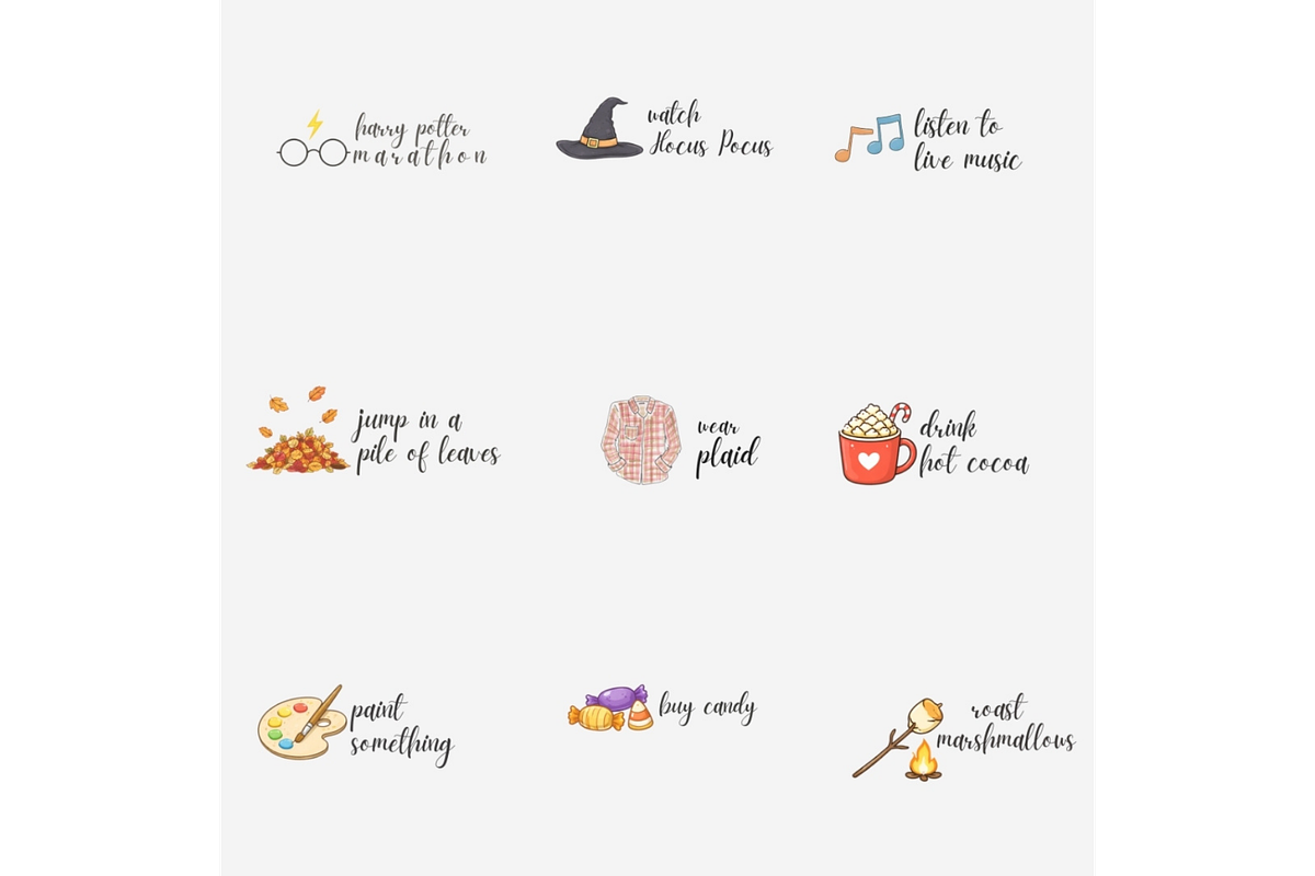 Autumn Bucket List PNG Bundle | 24, an Emoji Icon by Tanya Kart (Photo 2 of 4)