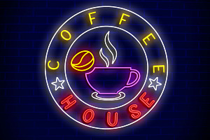 Coffee House Neon Text PSD Editable, a Layer Style Add-On by TrueVector
