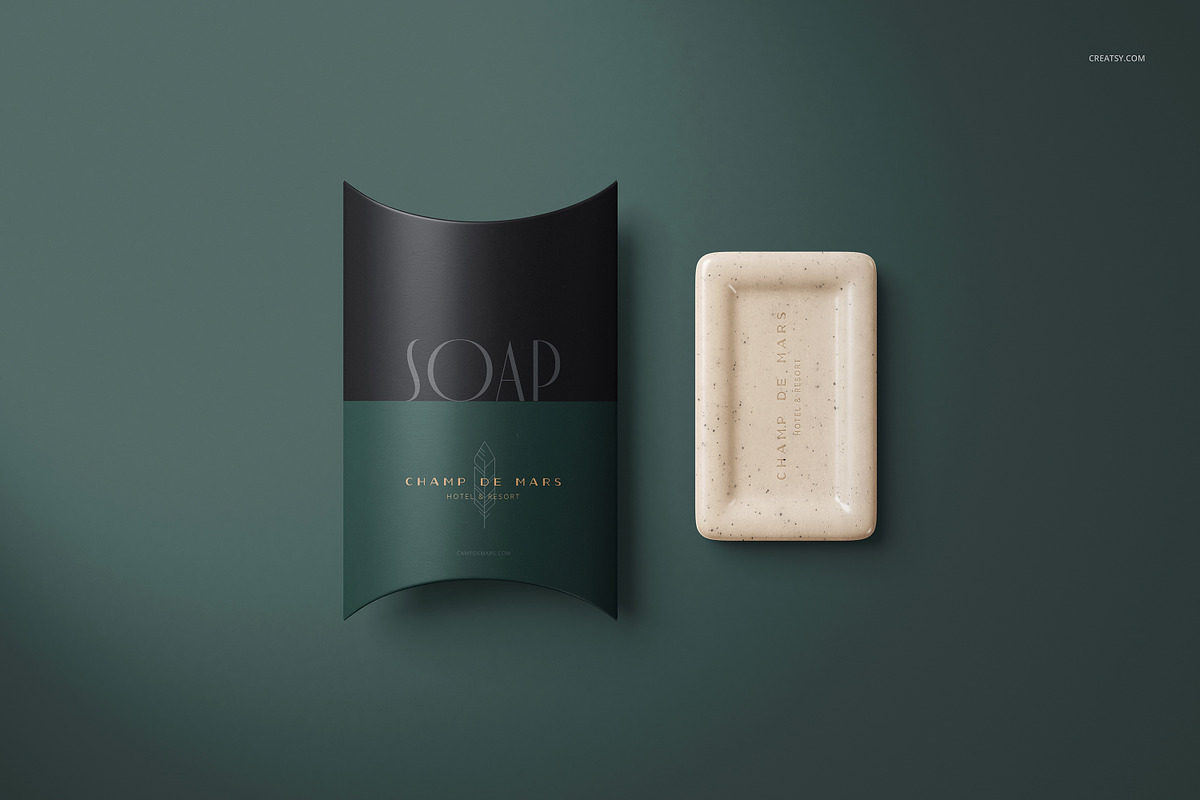 Hotel Hand Soap In Pillow Box Mockup, a Merchandise Mockup by creatsy5 (Photo 7 of 10)