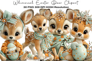 Whimsical Easter Deer Clipart, an Illustration by Black Bird Studio