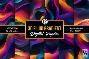 3D Fluid Gradient Digital Papers, a Pattern Graphic by Creative Store