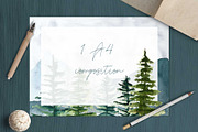 Watercolor fir trees and mountains, an Illustration by marie dricot (Thumbnail 9 of 11)