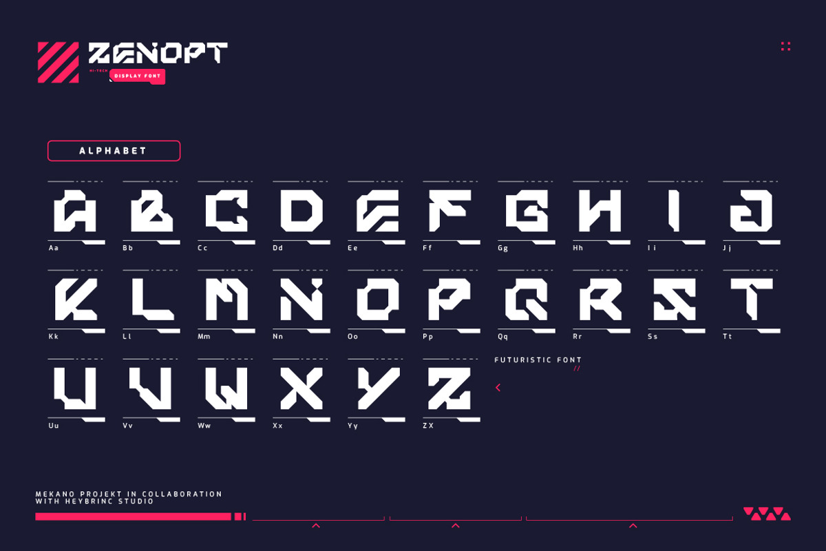 Zenopt Futuristic Font, a Sans Serif Font by Heybrinc Studio (Photo 3 of 5)