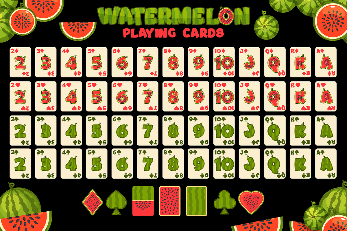 2 full sets Watermelon Playing Cards, an Object Graphic by BabySofja (Photo 4 of 5)