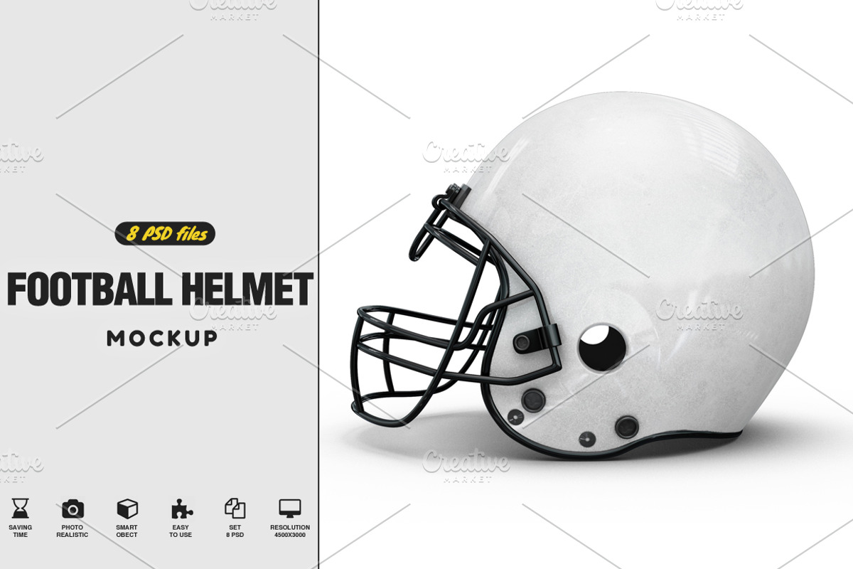 Football Helmet Mock-up, a Mask Mockup by PixelMockup (Photo 1 of 9)
