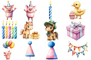 Cute Farm Birthday Clipart, an Illustration by Designworld (Thumbnail 2 of 5)