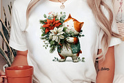 Watercolor Christmas Cat Clipart, a Seasonal Illustration by Black Bird Studio (Thumbnail 4 of 7)
