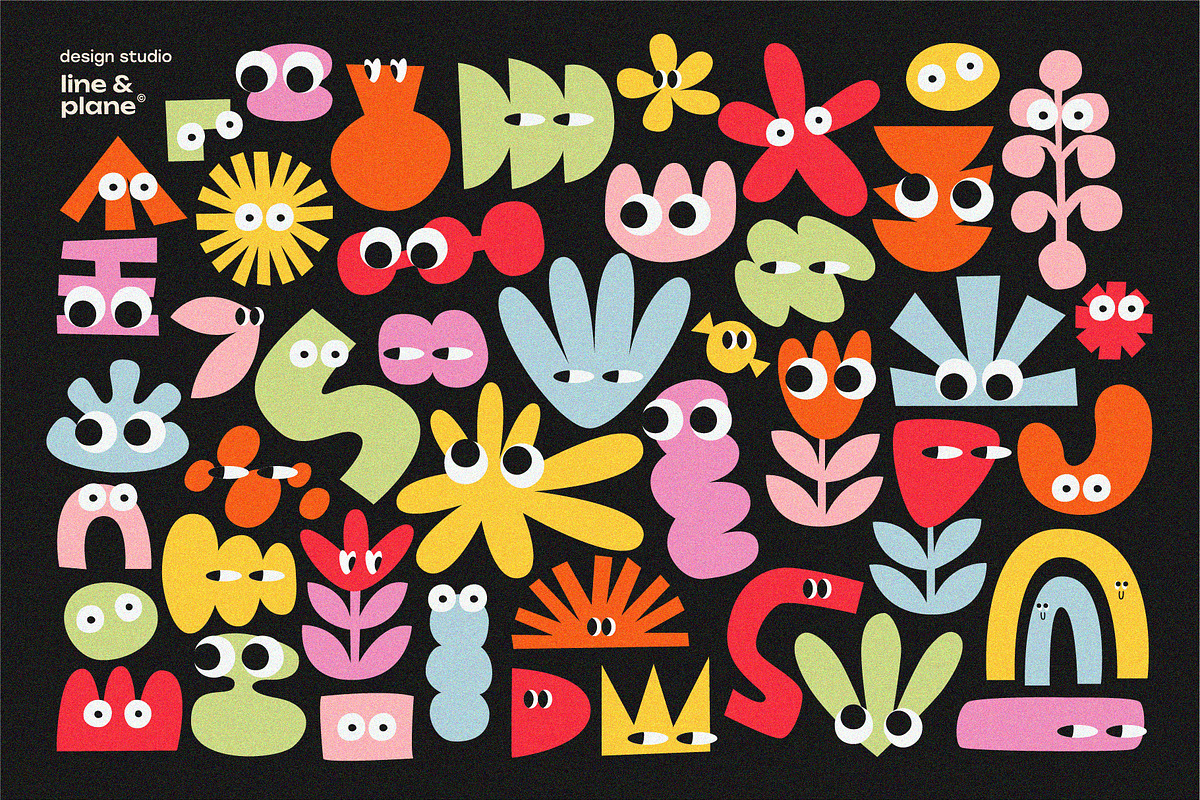 Vector Emotions Shapes - 40+ Pieces, an Object Graphic by line & plane (Photo 2 of 7)