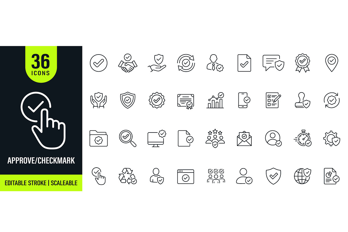 Approve & Checkmark Stroke Icons, an Outline Icon by Master Design (Photo 2 of 2)