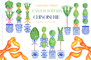 Easter Chinoiserie Topiary Clipart