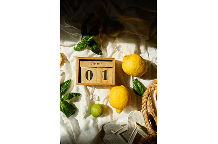 Fresh lemons and greens create a