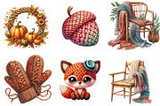 Watercolor Crochet Autumn Clipart, an Illustration by Watercolor design (Thumbnail 2 of 4)