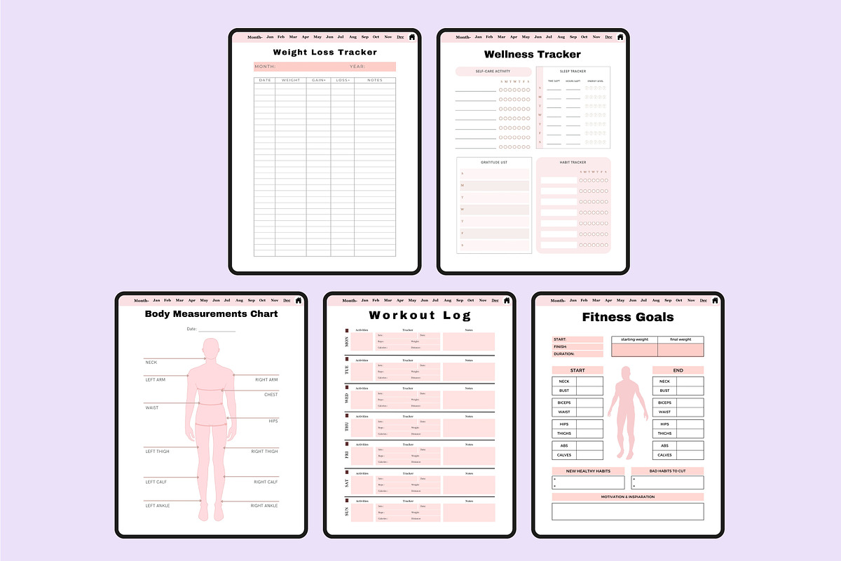 Digital 2025 Fitness Planner, a Stationery Template by Shumaya (Photo 5 of 7)