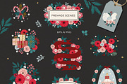Floral Christmas clipart & pattern, an Animal Illustration by Cozy pattern shop (Thumbnail 4 of 14)