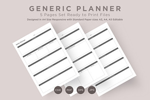 Generic Planning Pages Set V-04, a Stationery Template by shahsoft