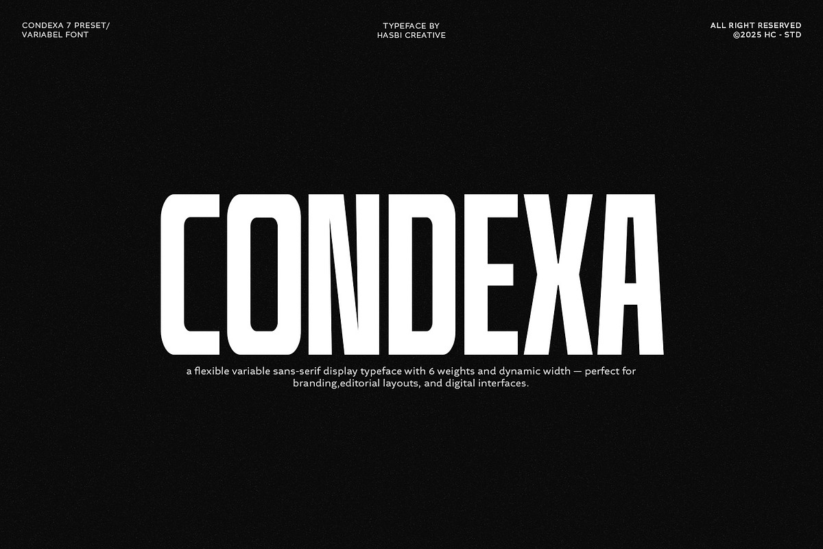 Condexa | Geometric Display Variable, a Sans Serif Font by Hasbi Creative (Photo 1 of 9)