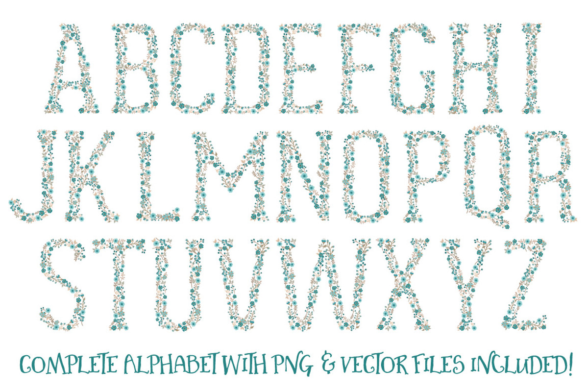 Vintage Blue Floral Alphabet, an Illustration by Amanda Ilkov (Photo 5 of 5)