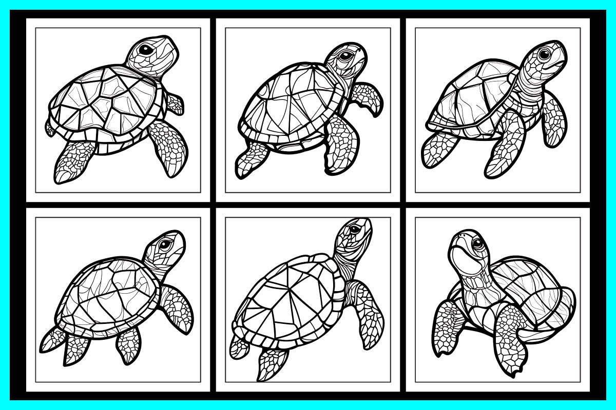 Stained Glass Turtle Coloring Pages, an Animal Illustration by protabsorkar11 (Photo 3 of 5)