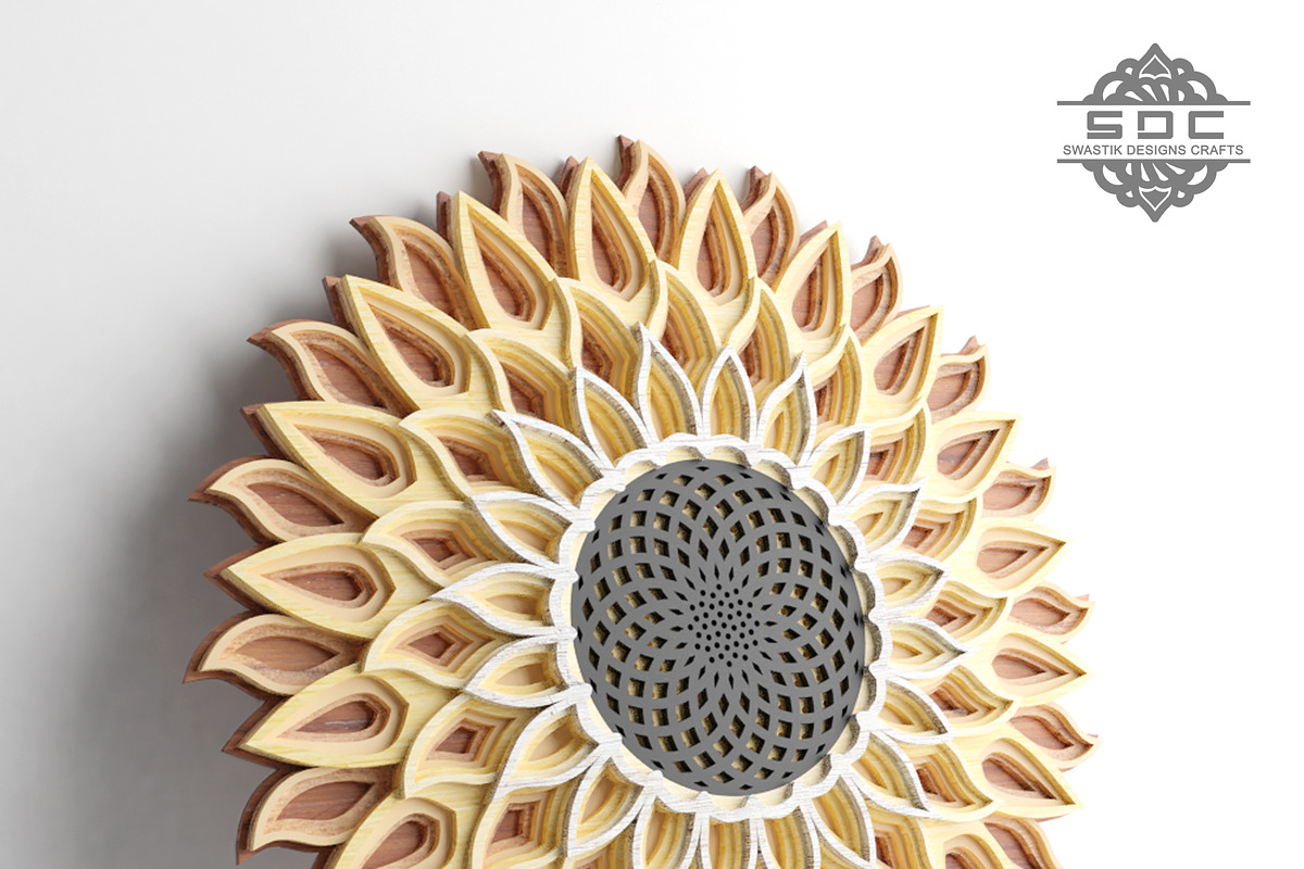 Sunflower Mandala dxf files laser, a Design Template by SwastikDesignsCrafts (Photo 5 of 5)