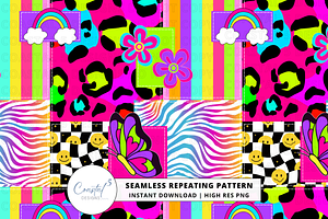 Neon 90s Patchwork Seamless Pattern