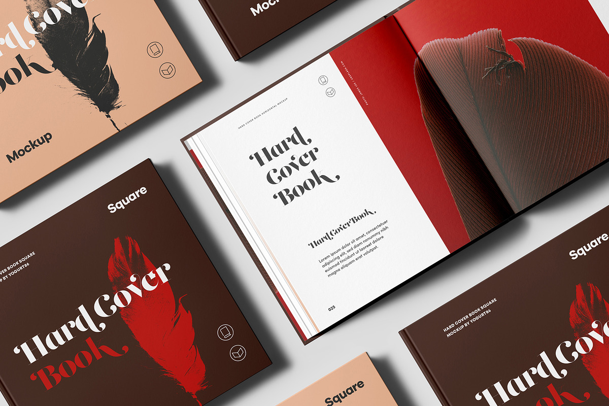 Hard Cover Square Book Mock-up, a Books & Magazine Mockup by Yogurt86 (Photo 17 of 19)