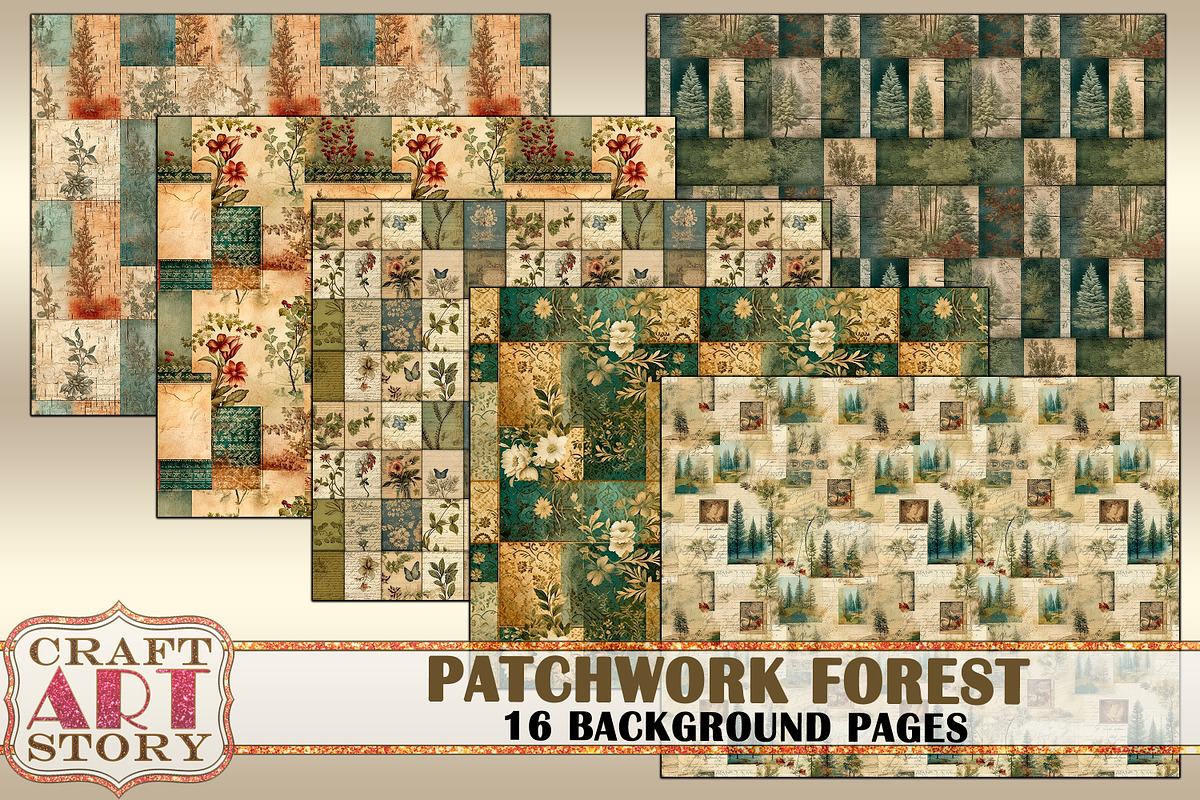 Background Paper Patchwork forest, a Seasonal Illustration by CraftArtStory (Photo 3 of 4)
