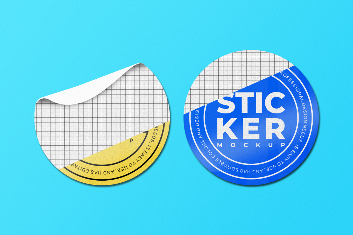 Sticker Mockup, a Packaging Mockup by QR Design Studio (Photo 3 of 6)